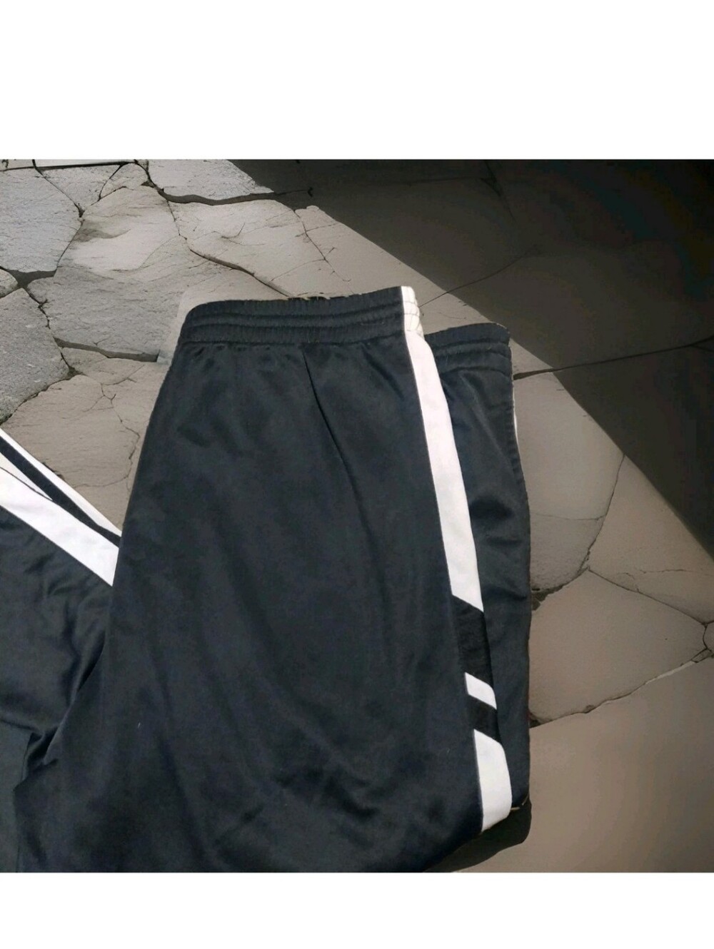 Women's Black and White Athletic Track Pants With Pockets Size Large